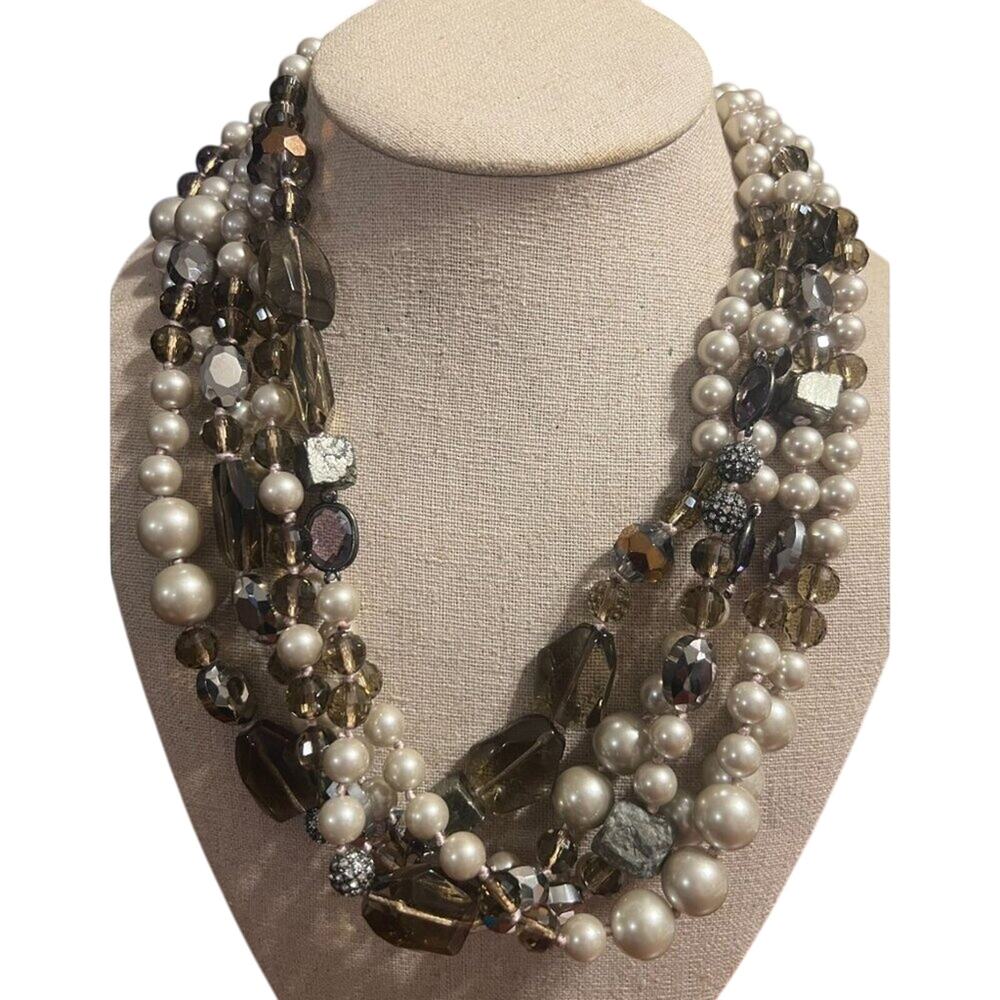 Astor 5 Strand Stella & Dot Necklace Faux Pearls Bridal Wedding Gala Workwear